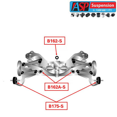 Ford Falcon FG (Turbo) - 3 x Rear Differential Bushes (B162-S & B162A-S), 2 x Rear Trailing Arm Bushes (B175-S) - HEAVY DUTY